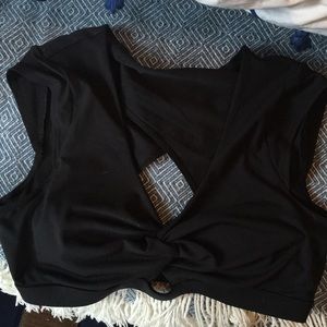 Fabletics cross black sport bra